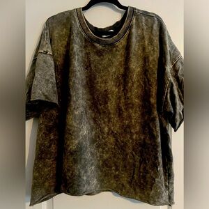 Zenana 2x short sleeve top, Marble Tie Dye Look Gray/Cream